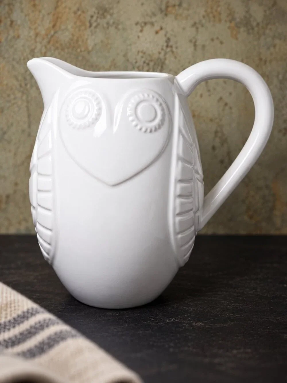 Happy Chic Jonathan Adler White Stonwaware Owl Pitcher